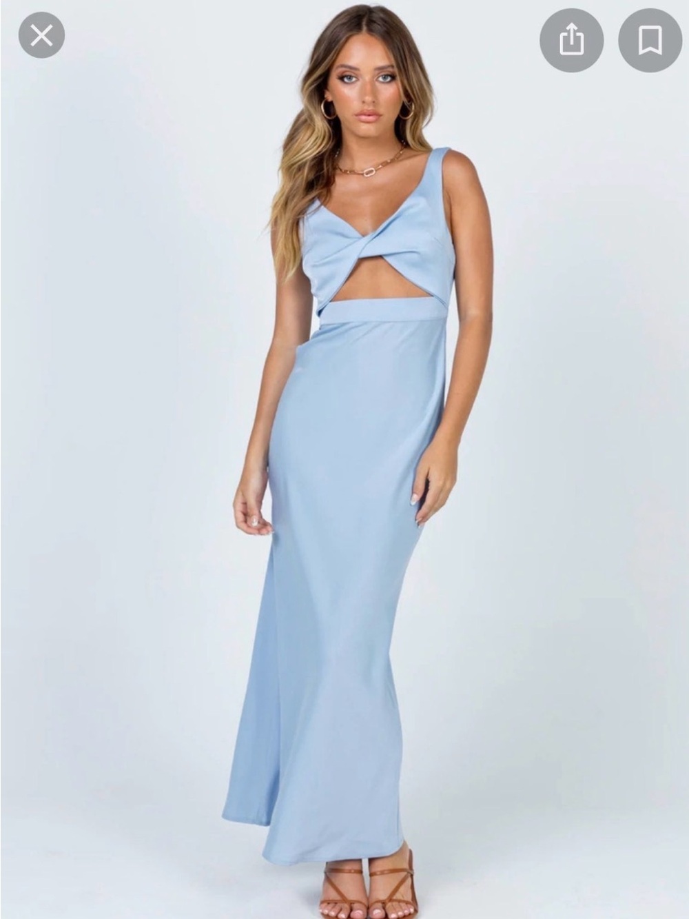 Princess Polly Powder Blue Twist Cutout Maxi Dress